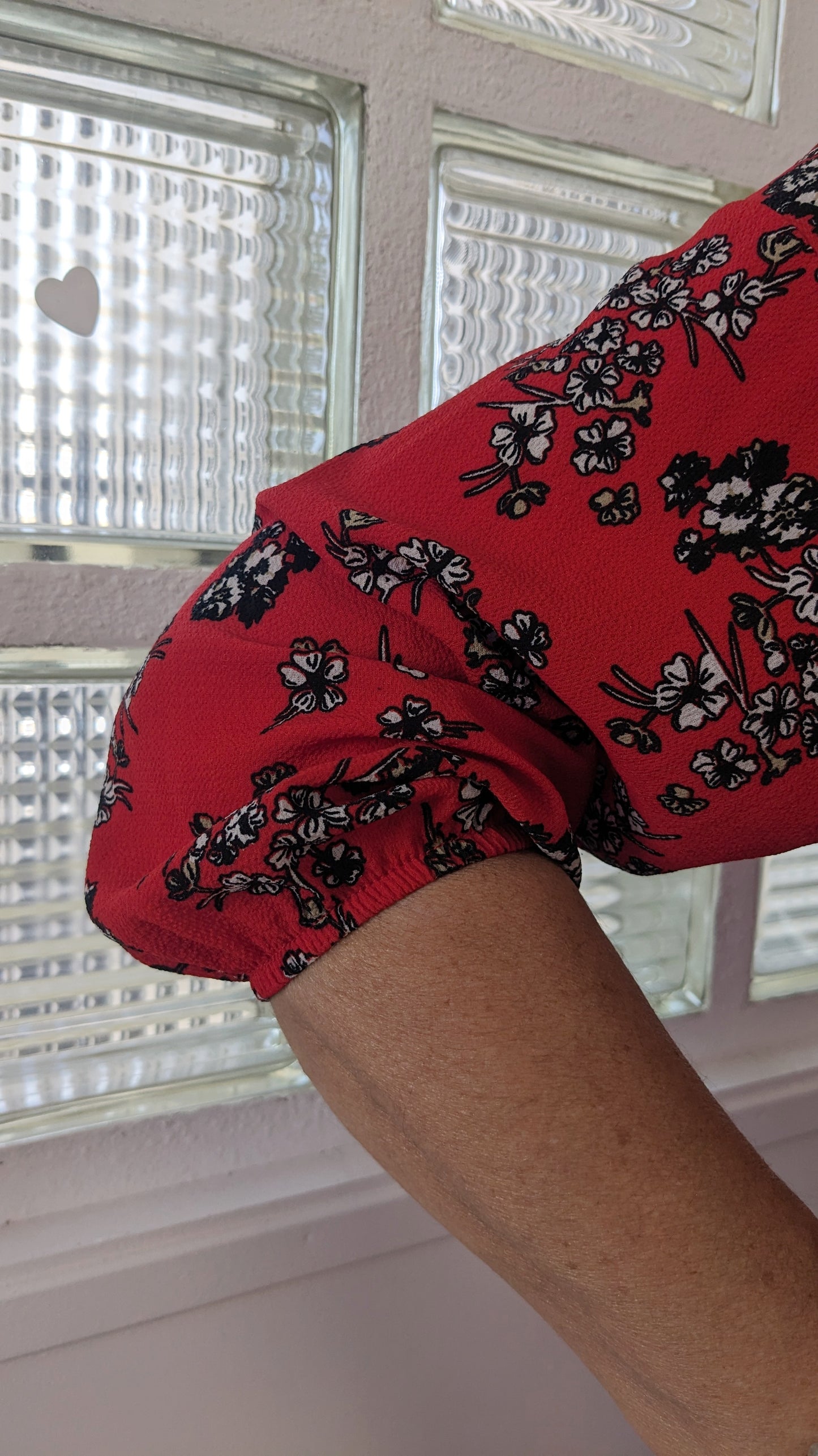 Robe rouge corail fleurie - Glossy - 42