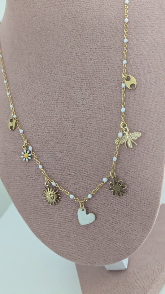 Bijoux Collier multi p'tit cœur blanc - La Perleuse en Série - TU