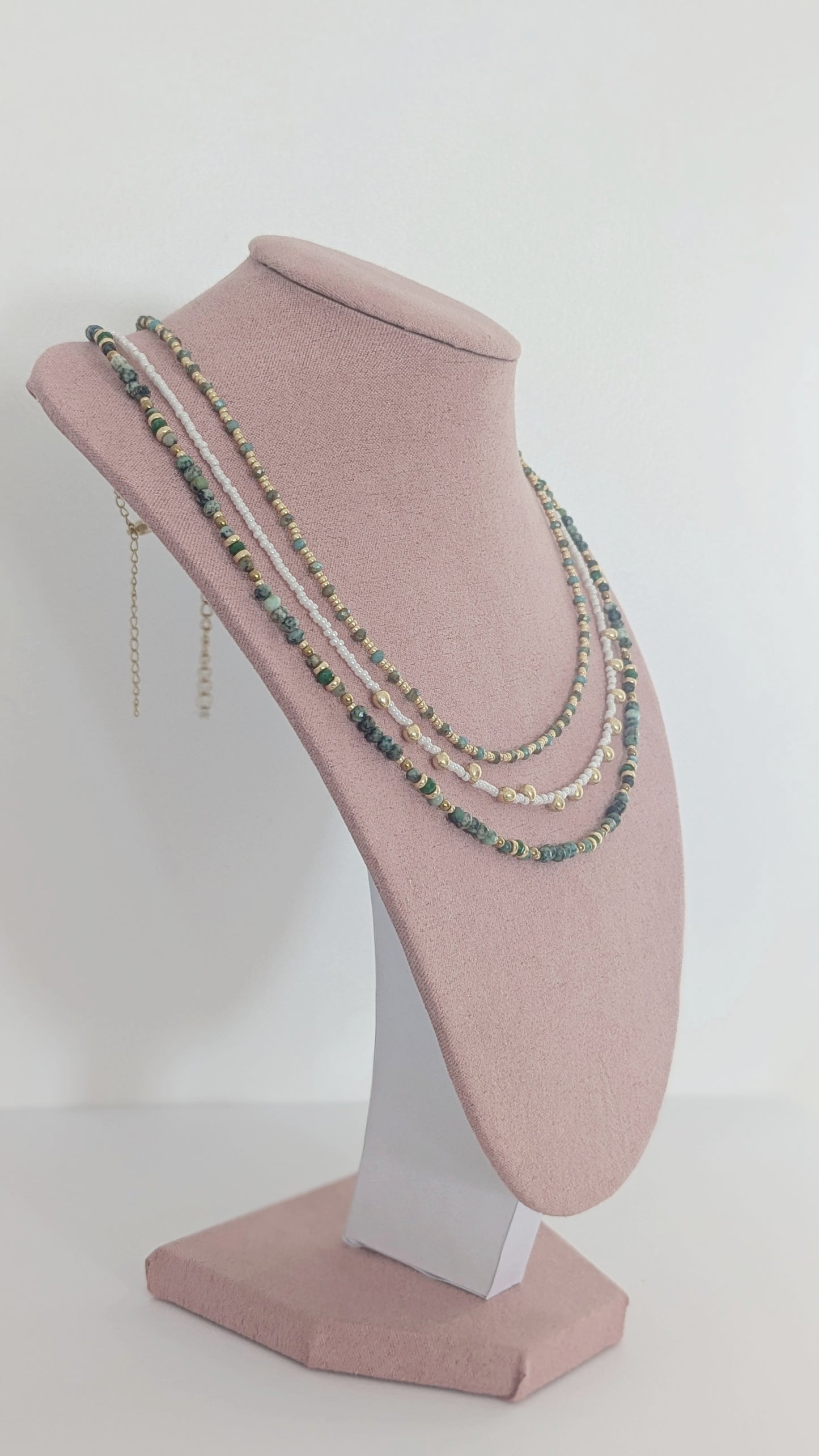 Bijoux Collier nuances de vert - Création nantaise La Perleuse en Série - TU