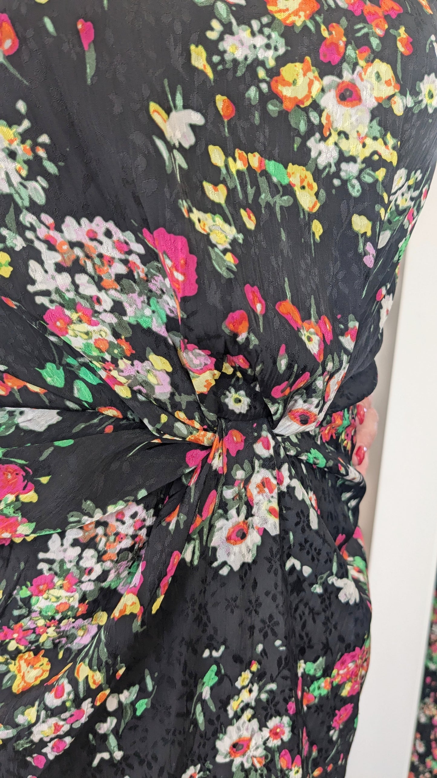 Robe longue fleurie froncée - H&M - 38