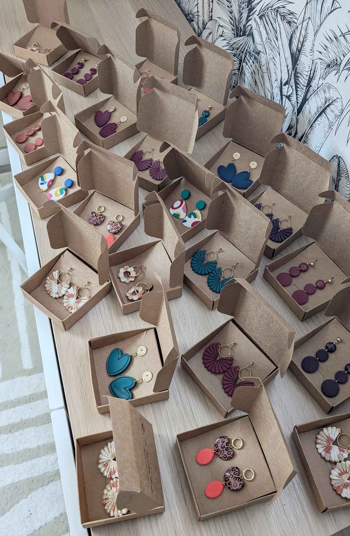 Bijoux Boucles d'oreilles fleurs marbrées - Création La Bouclette dorée - TU