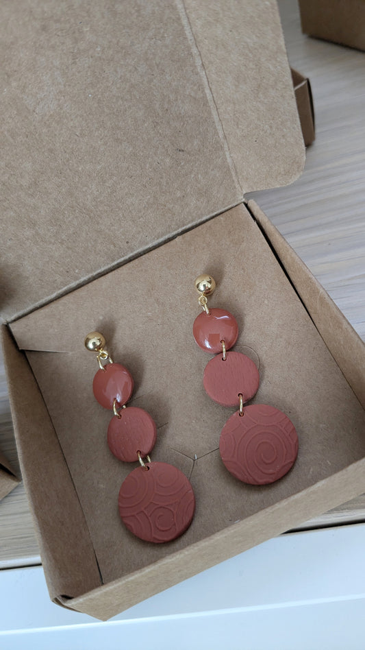Boucles d'oreilles terracotta pendantes - La Bouclette dorée - TU