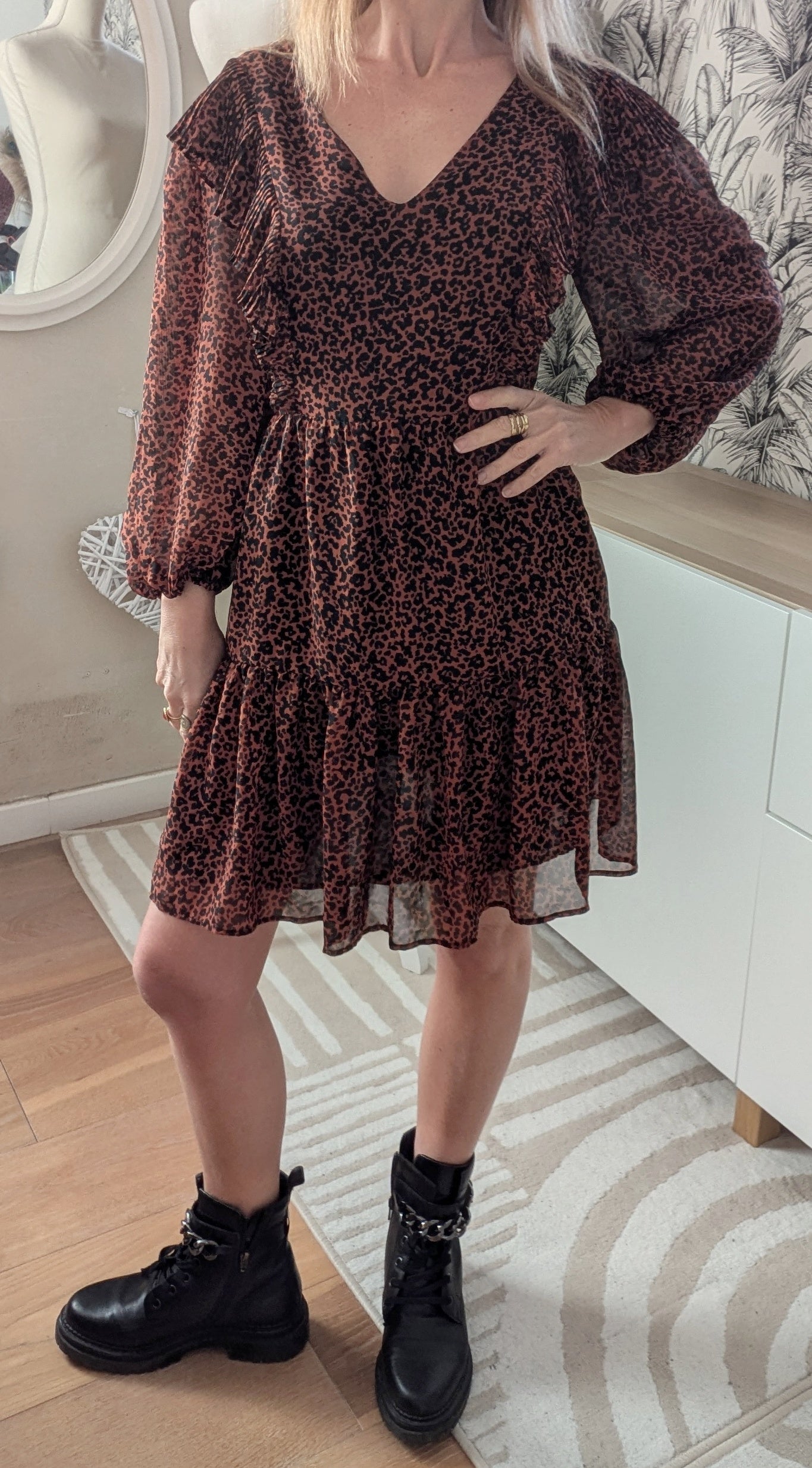 Robe léopard marron - Bershka - 36/38