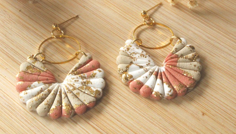 Bijoux Boucles d'oreilles rose poudré - Création La Bouclette dorée - TU