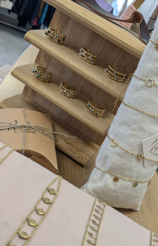 Bijoux Bague empierrée camaïeu de vert - Nude Collection - TU