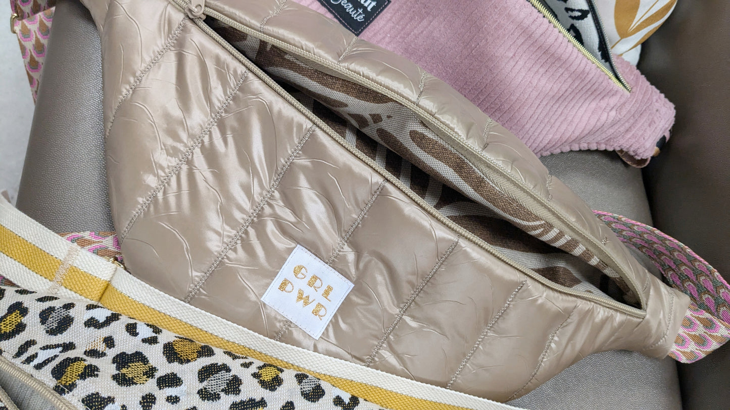Sac banane matelassé beige doré - Création Sab'bobine - TU