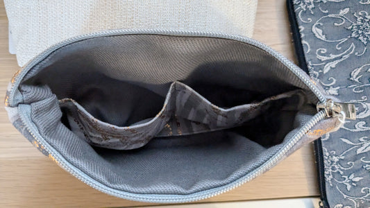 Pochette feuillage gris doré - création Sab'bobine - TU