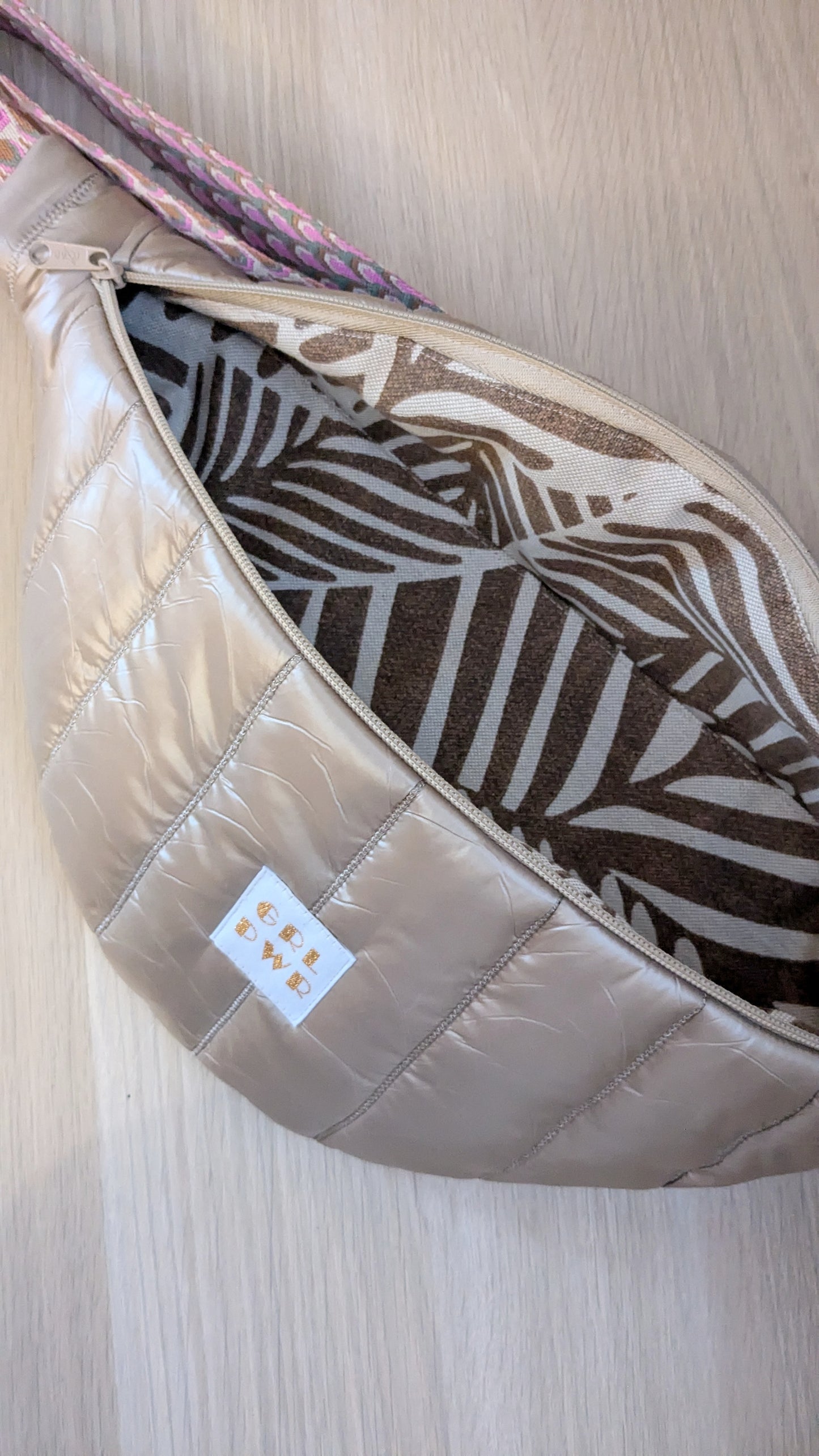 Sac banane matelassé beige doré - Création Sab'bobine - TU