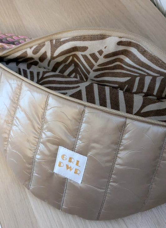 Sac banane matelassé beige doré - Création Sab'bobine - TU