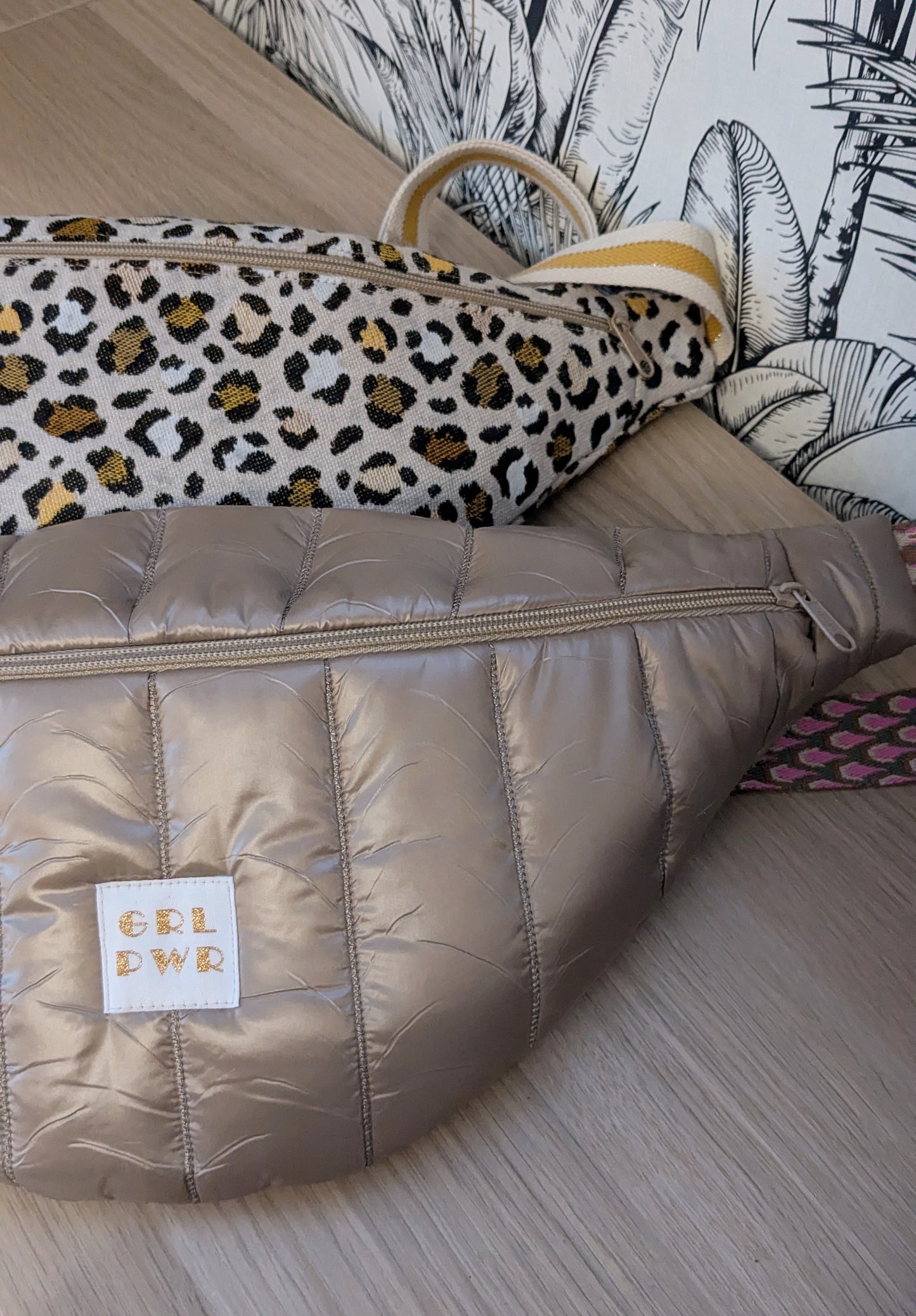 Sac banane léopard beige moutarde - Création Sab'bobine - TU