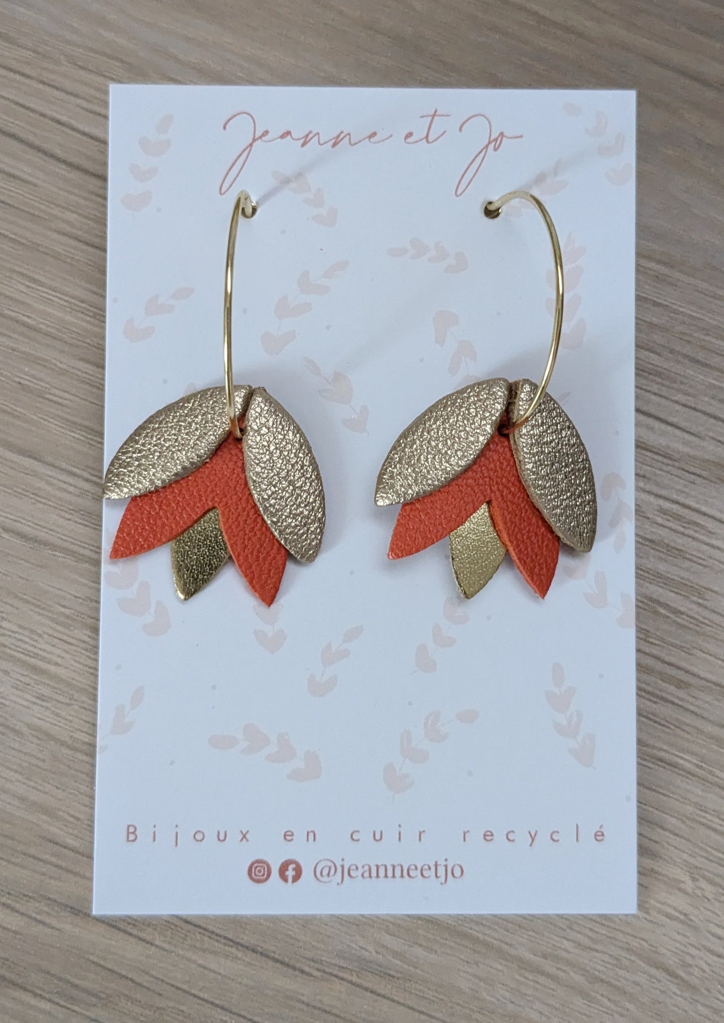 Bijoux Boucles d'oreilles Clyde orange - Création Jeanne et JO - TU