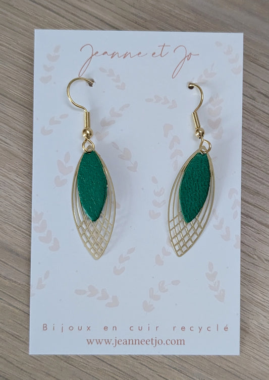 Bijoux " Boucles rose " Vert vif - Création Jeanne et JO - TU