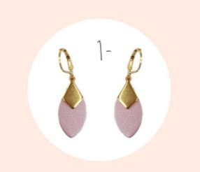 Bijoux Boucles d'oreilles "plumes" rose nacré - Création Jeanne et JO - TU