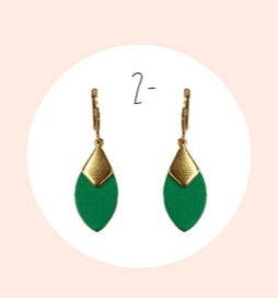 Bijoux Boucles d'oreilles "plumes" vert vif - Création Jeanne et JO - TU