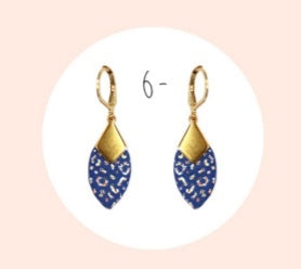 Bijoux Boucles d'oreilles "plumes" bleu panthère Holo - Création Jeanne et JO - TU