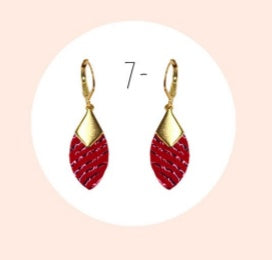 Bijoux Boucles d'oreilles "plumes"zèbre rouge - Création Jeanne et JO - TU