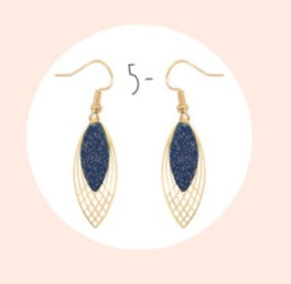 Bijoux " Boucles rose " bleu pailleté - Création Jeanne et JO - TU