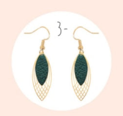 Bijoux " Boucles rose " vert foncé métallisé - Création Jeanne et JO - TU