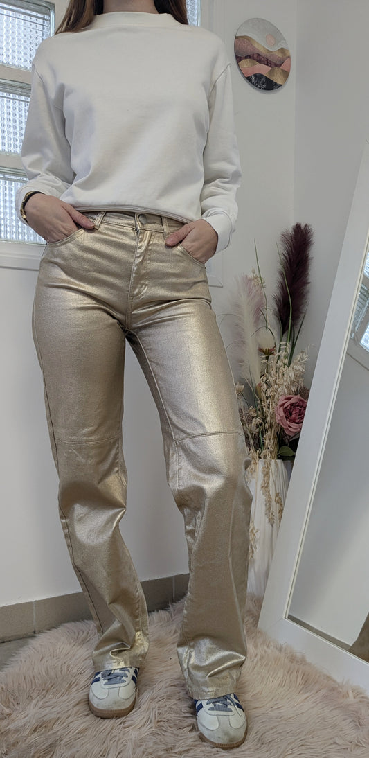 Jeans Wide doré - Pull & Bear - 34