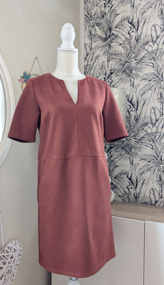Robe brique suédine - Camaïeu - 38