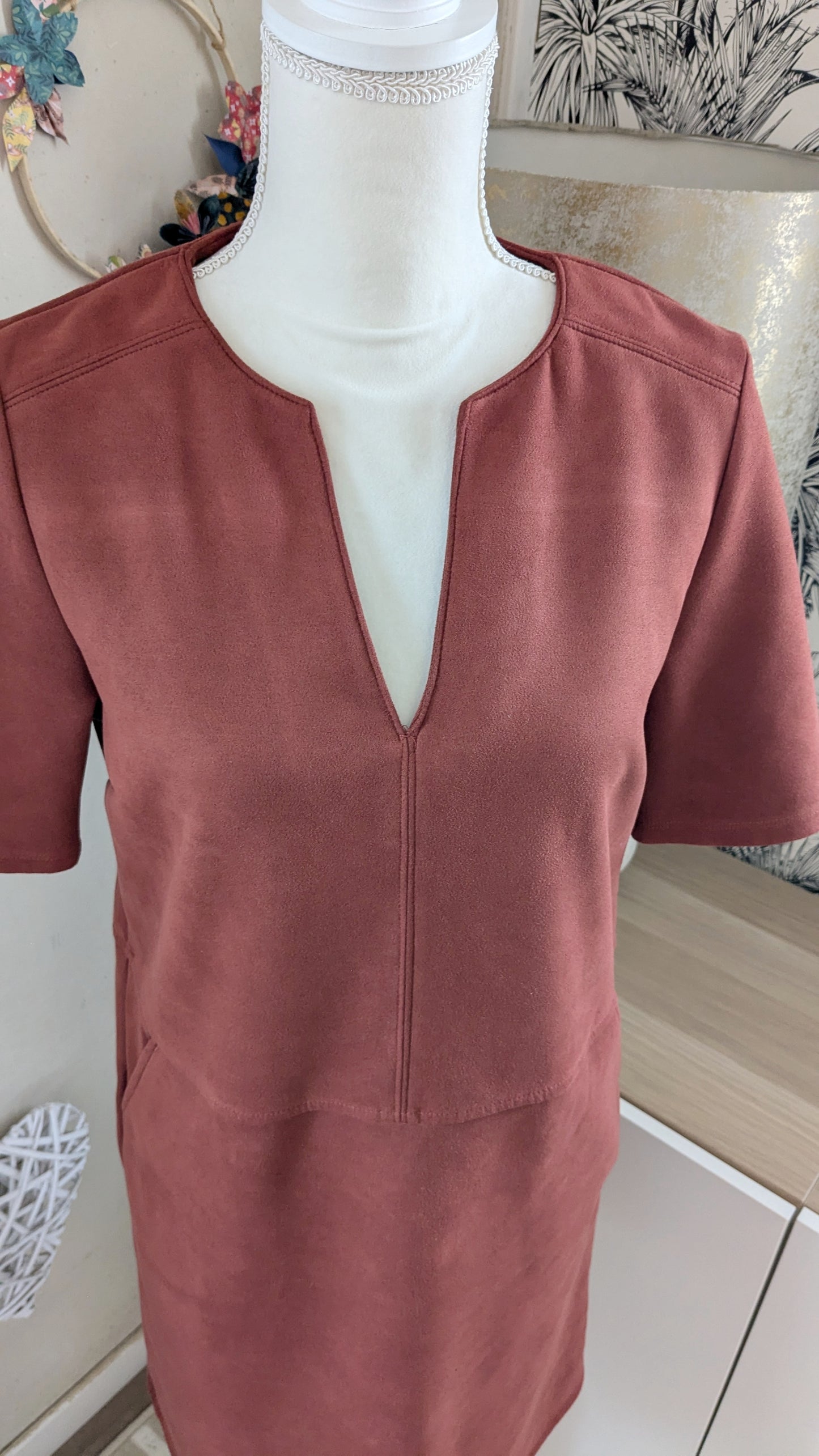 Robe brique suédine - Camaïeu - 38