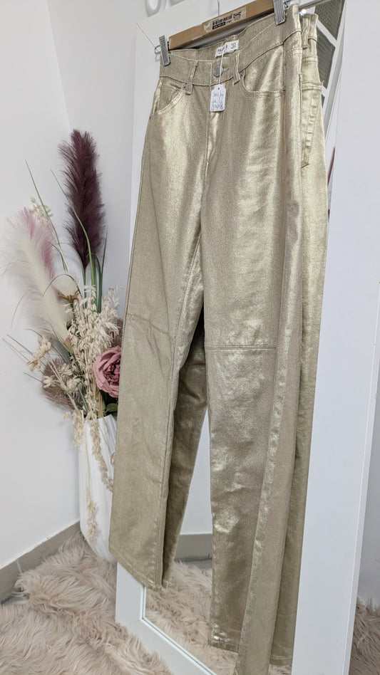 Jeans Wide doré - Pull & Bear - 34