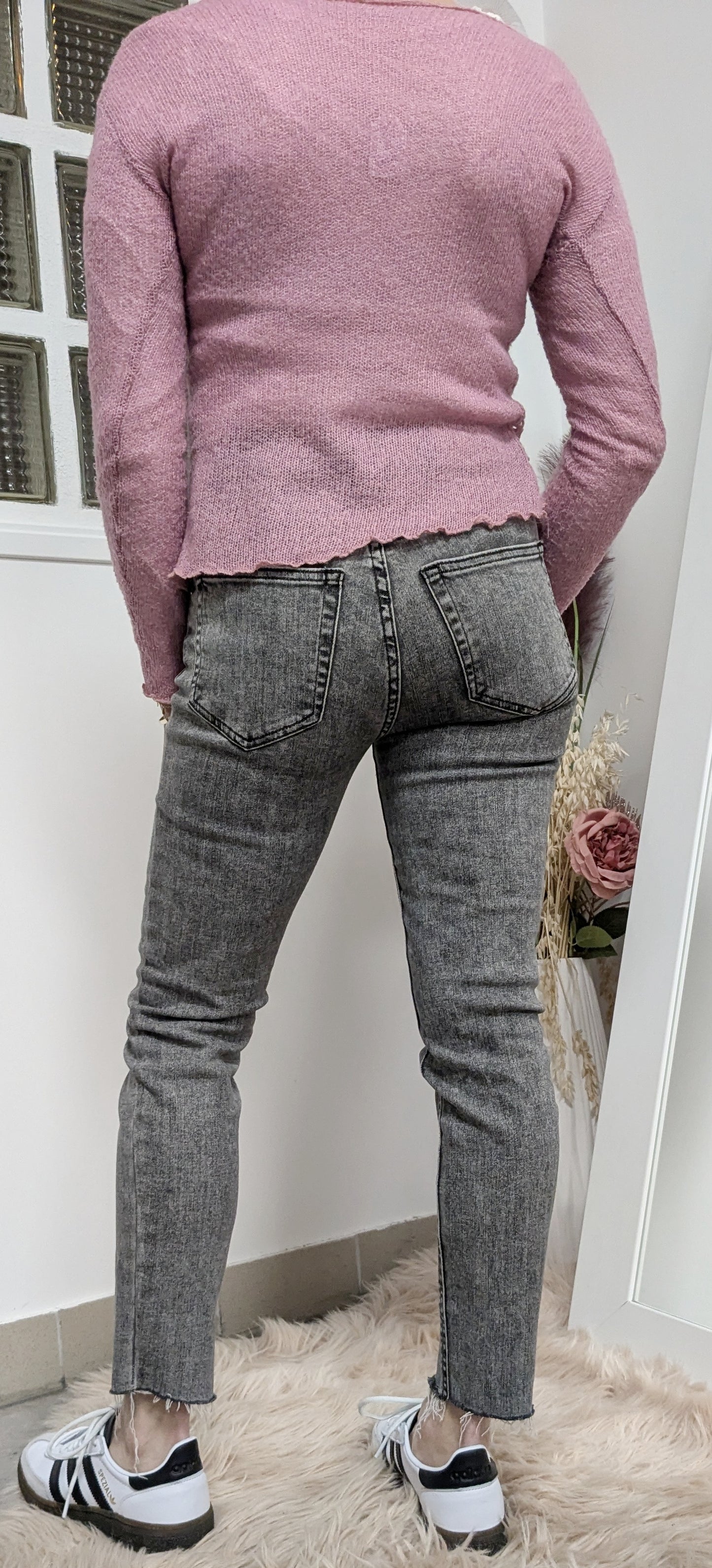 Pull ajouré rose tendre - Boutique indépendante - 34