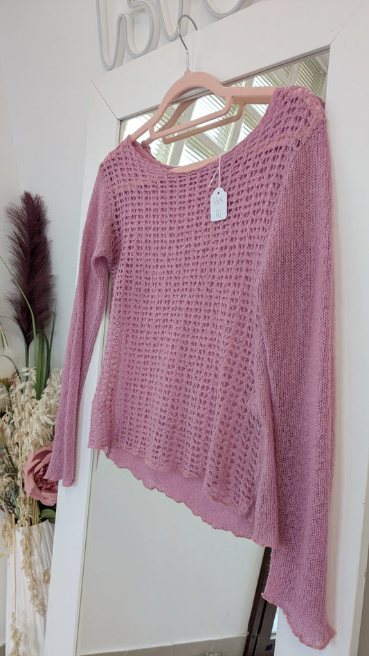 Pull ajouré rose tendre - Boutique indépendante - 34