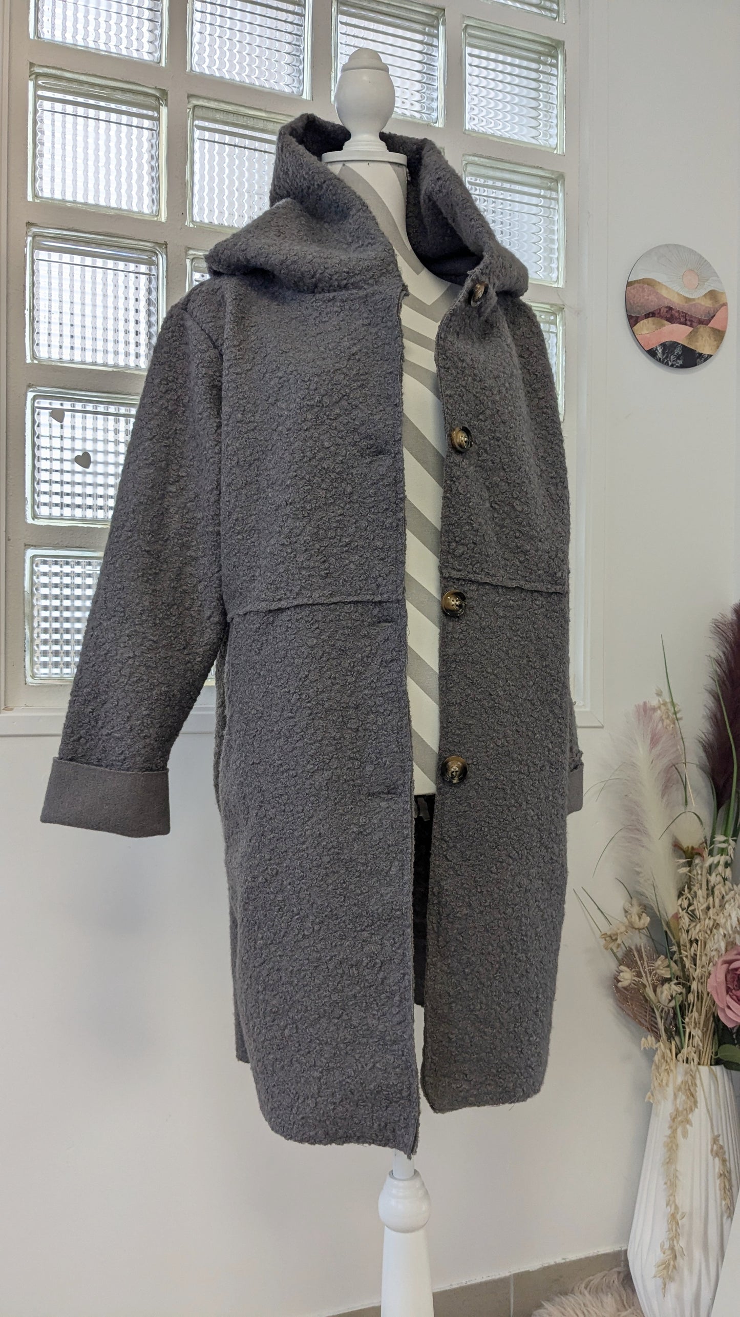 Manteau bouclette gris - Made in Italy - 36/38