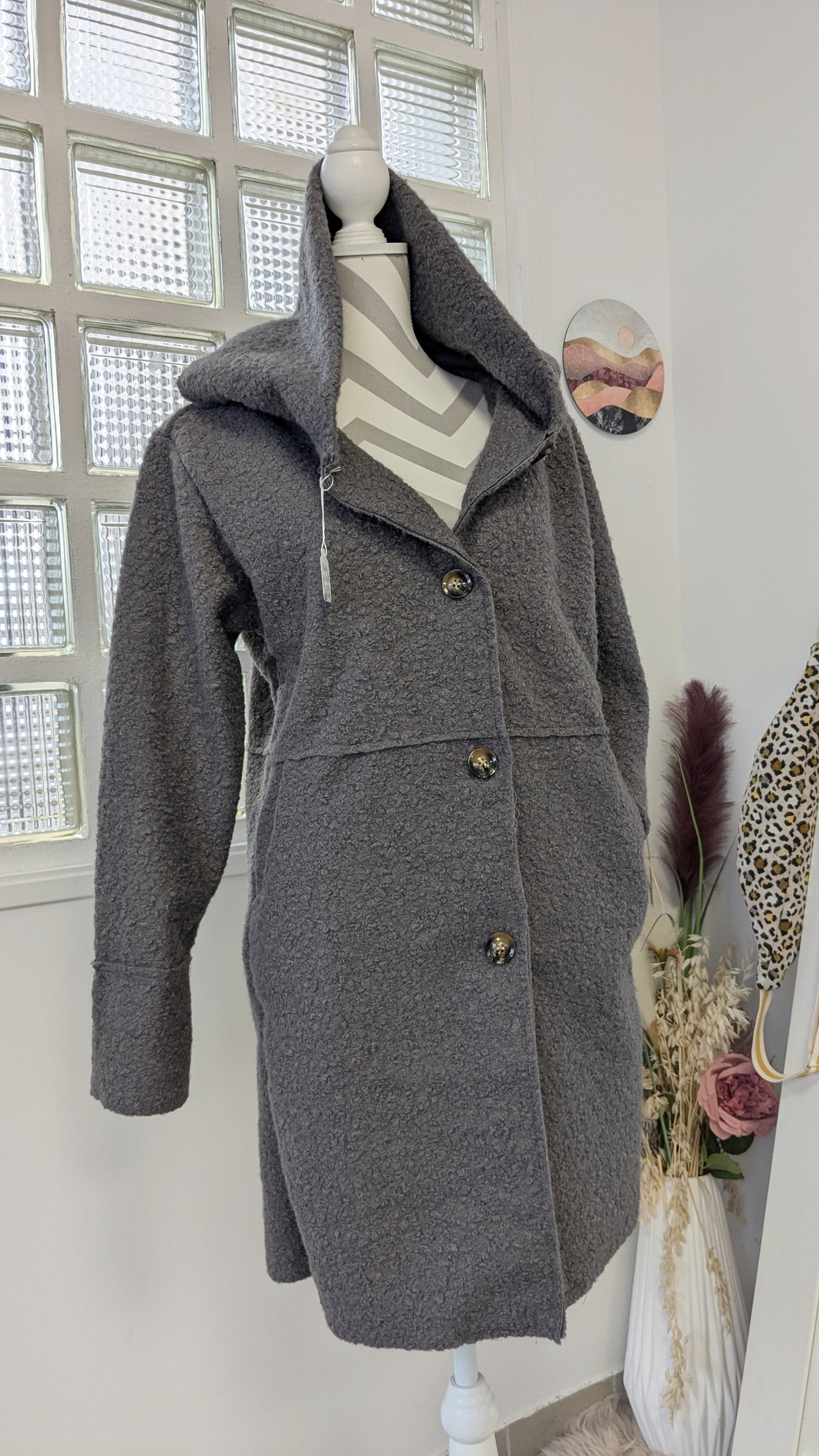 Manteau bouclette gris - Made in Italy - 36/38
