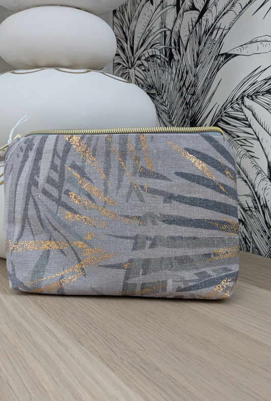 Pochette thème feuillage gris doré - Création Sab'bobine - TU