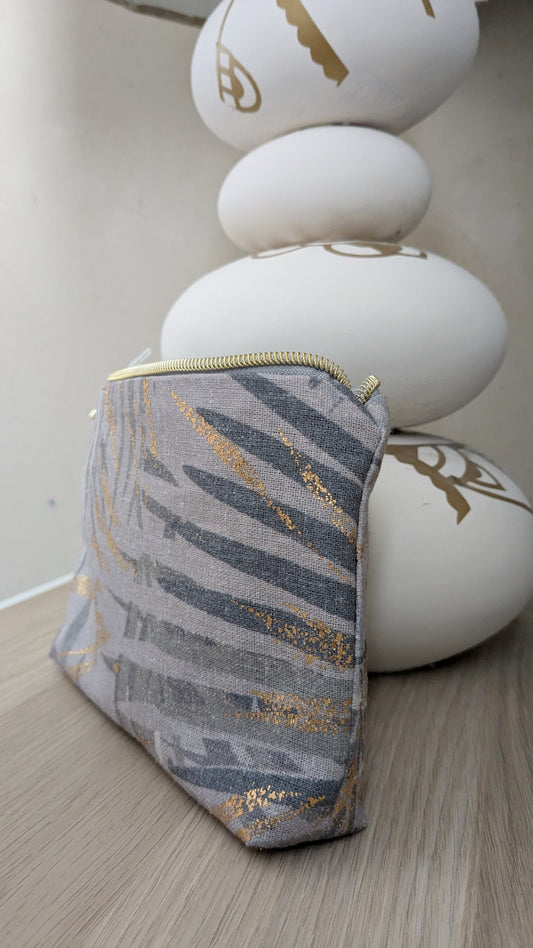 Pochette thème feuillage gris doré - Création Sab'bobine - TU