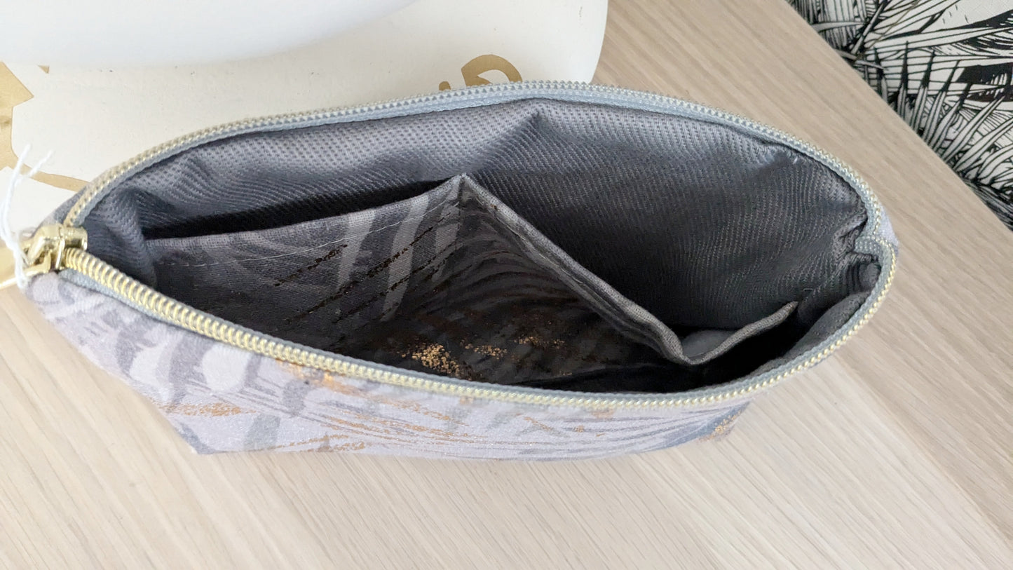 Pochette thème feuillage gris doré - Création Sab'bobine - TU