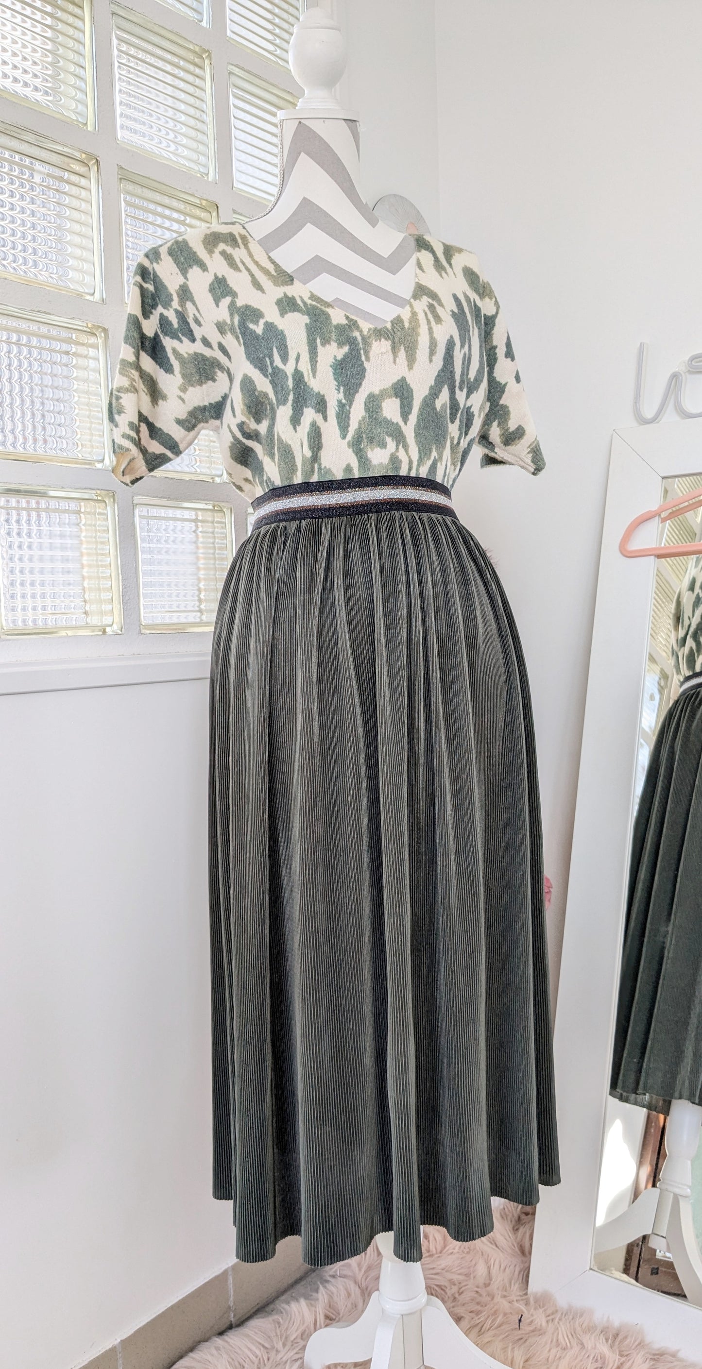 Jupe longue plissée kaki - It Hippie - 40