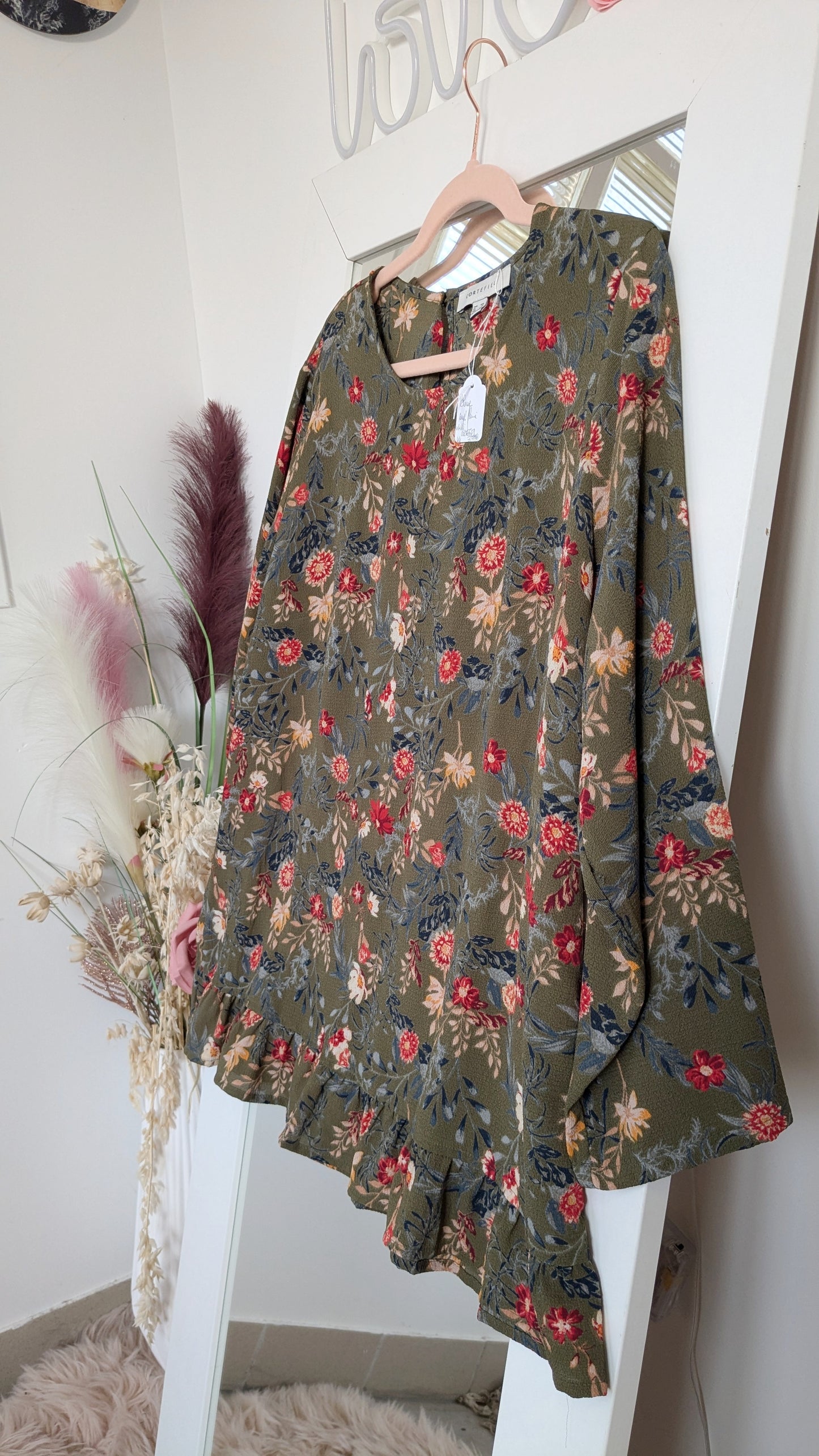 Blouse kaki fleurie - Cortefiel - 44
