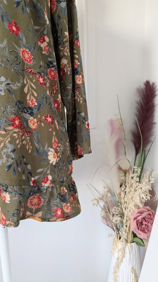 Blouse kaki fleurie - Cortefiel - 44