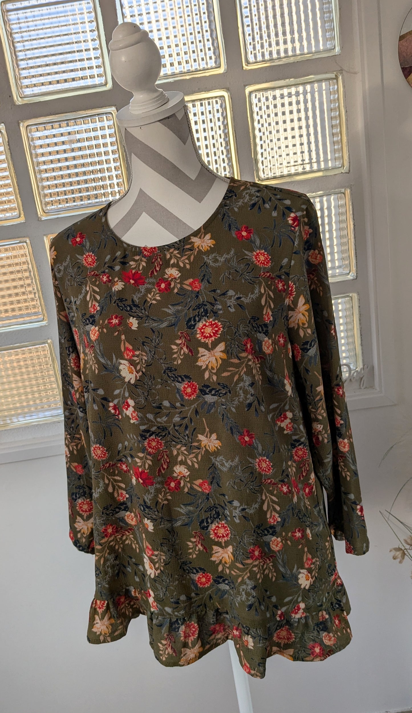 Blouse kaki fleurie - Cortefiel - 44