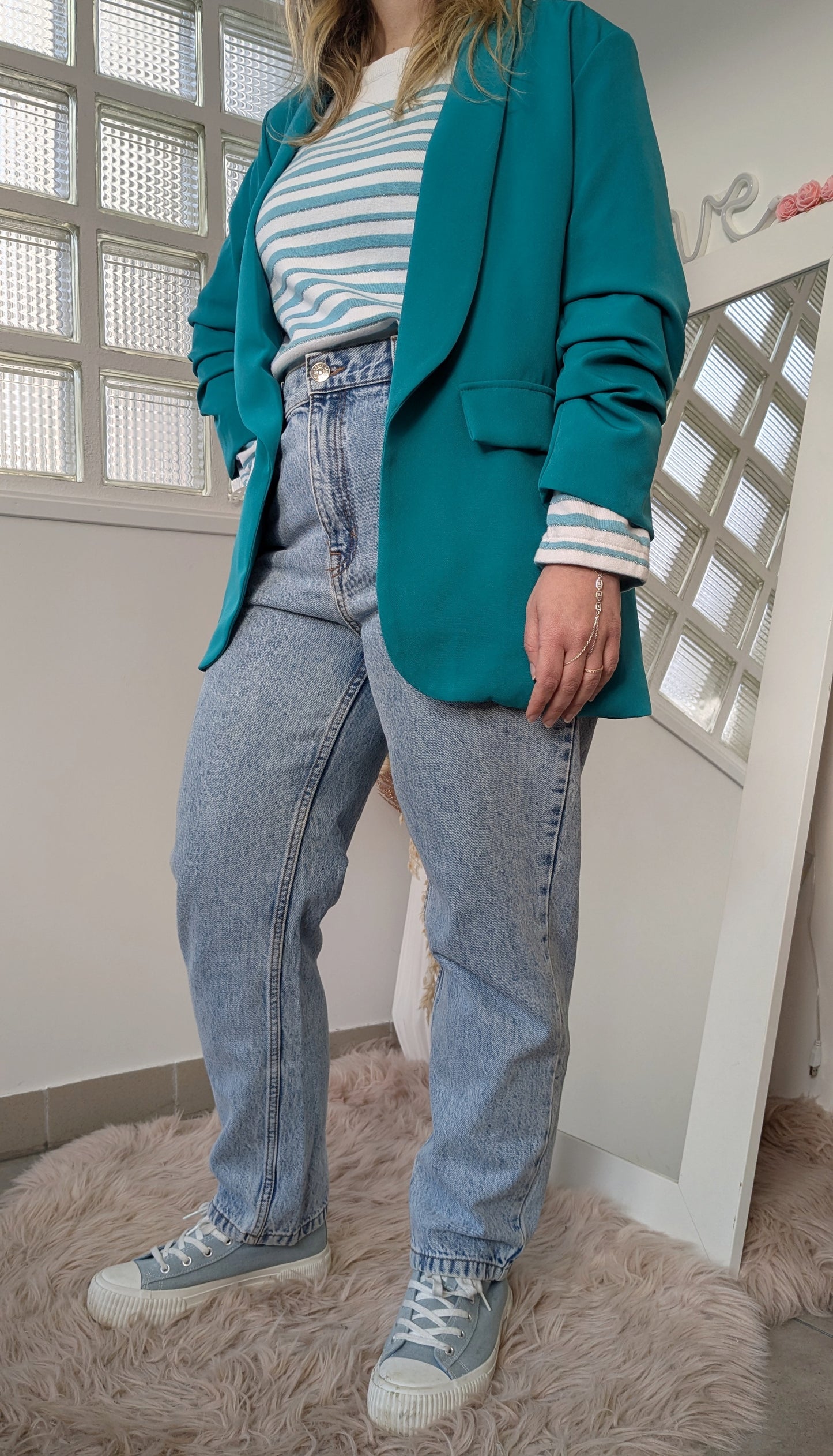 Blazer souple turquoise - Made in Italy - 40