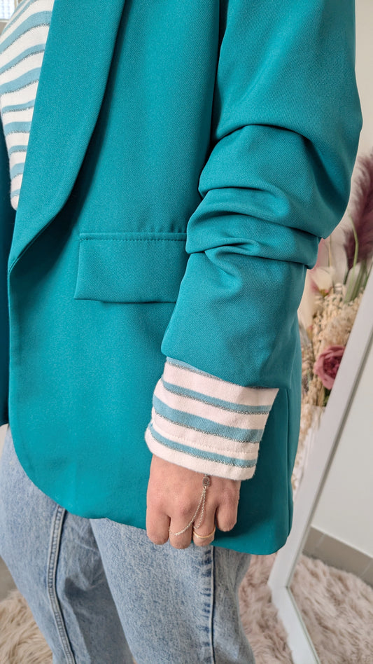Blazer souple turquoise - Made in Italy - 40
