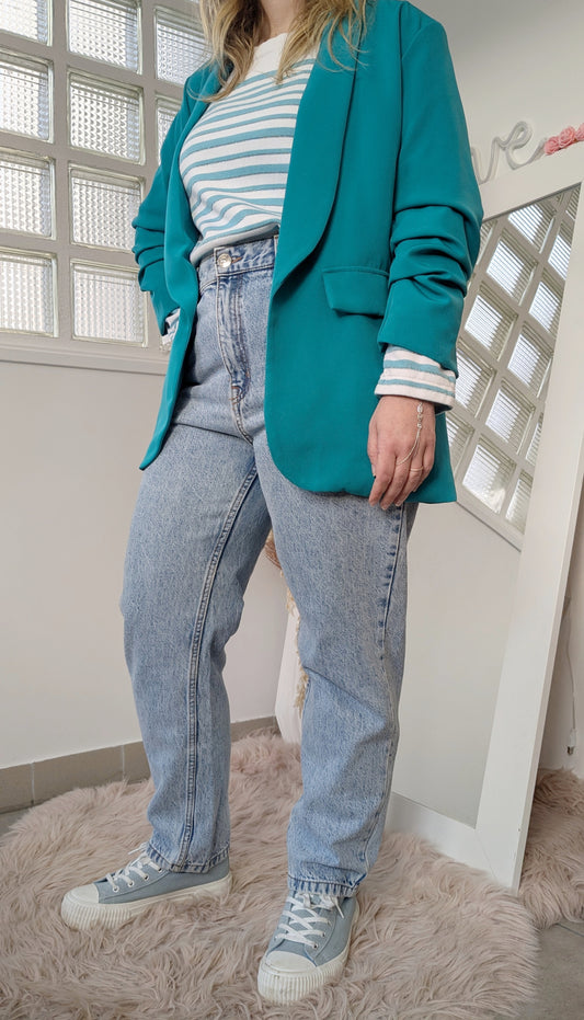 Blazer souple turquoise - Made in Italy - 40