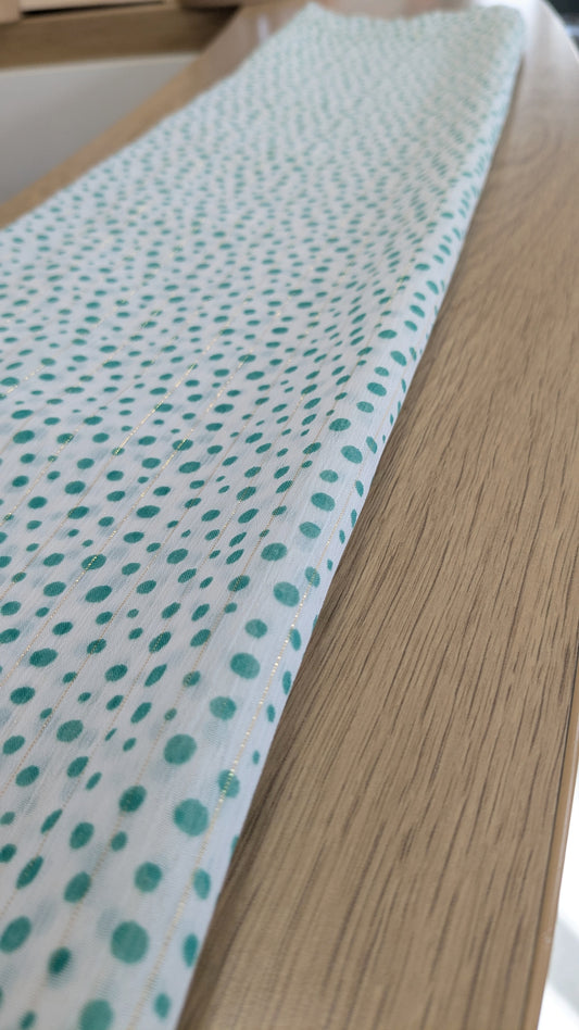Foulard pois blanc doré vert - Création Sab'bobine - TU