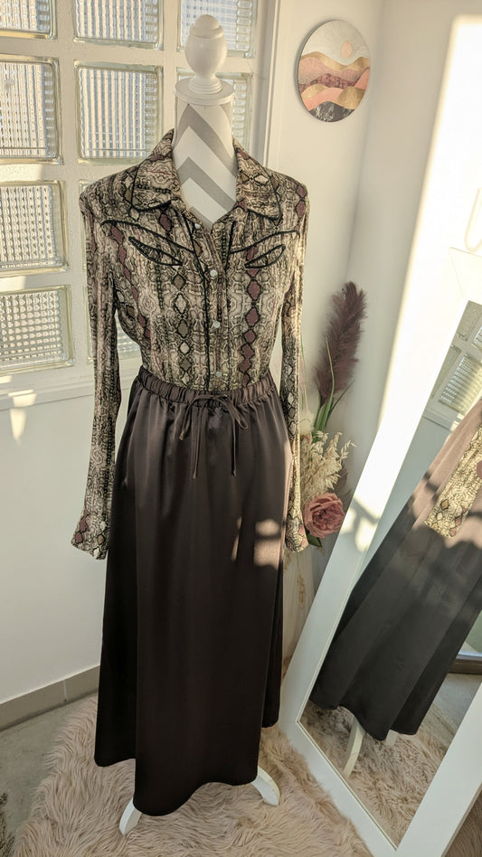 Jupe longue satinée violine - Vila - 38