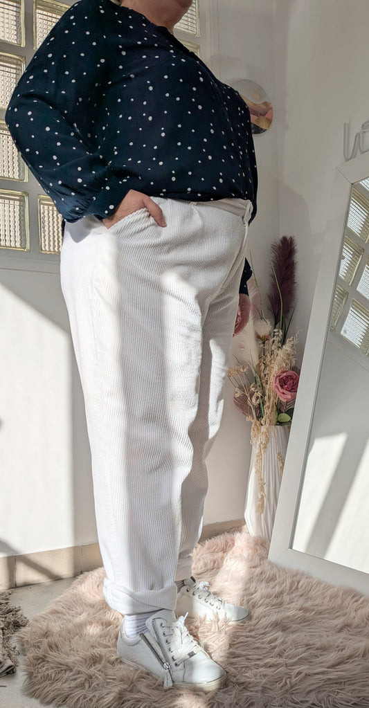 Pantalon velours blanc mom - Kiabi - 48