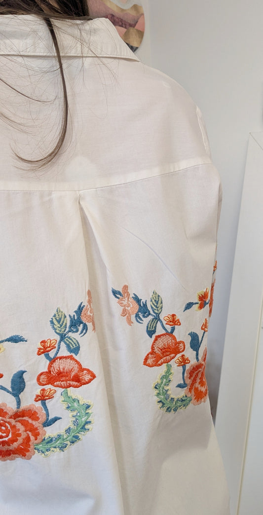 Chemise brodée loose - Zara - 36