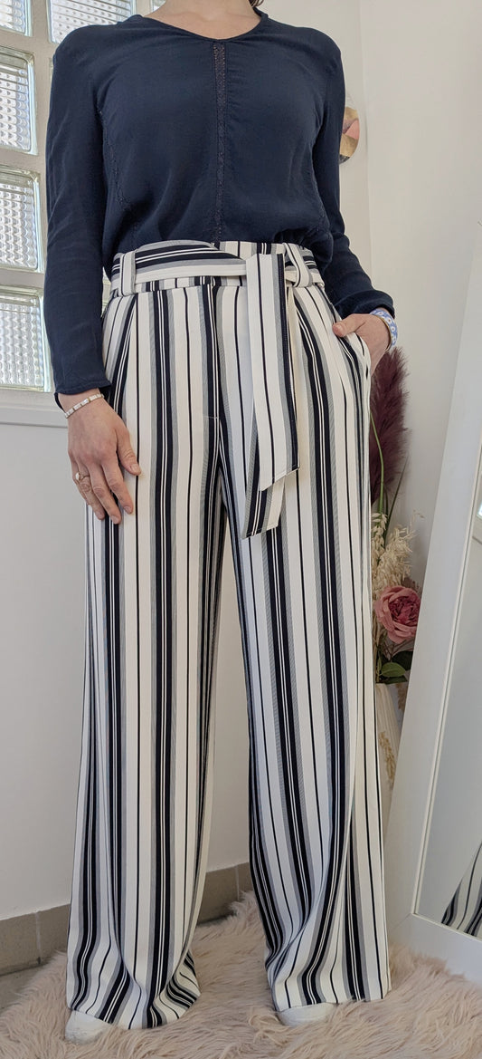 Pantalon rayures palazzo - H&M - 40