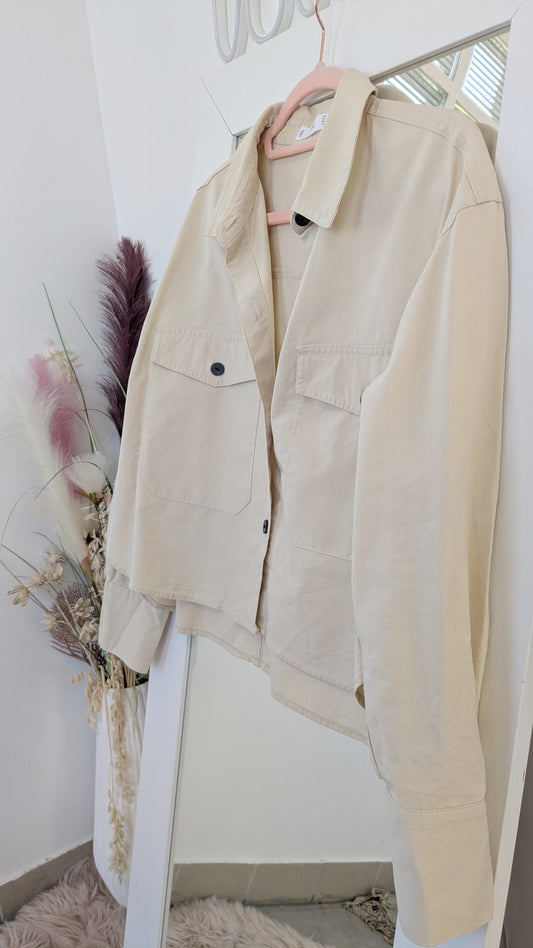 Veste jeans crop beige - Mango - 38 et +