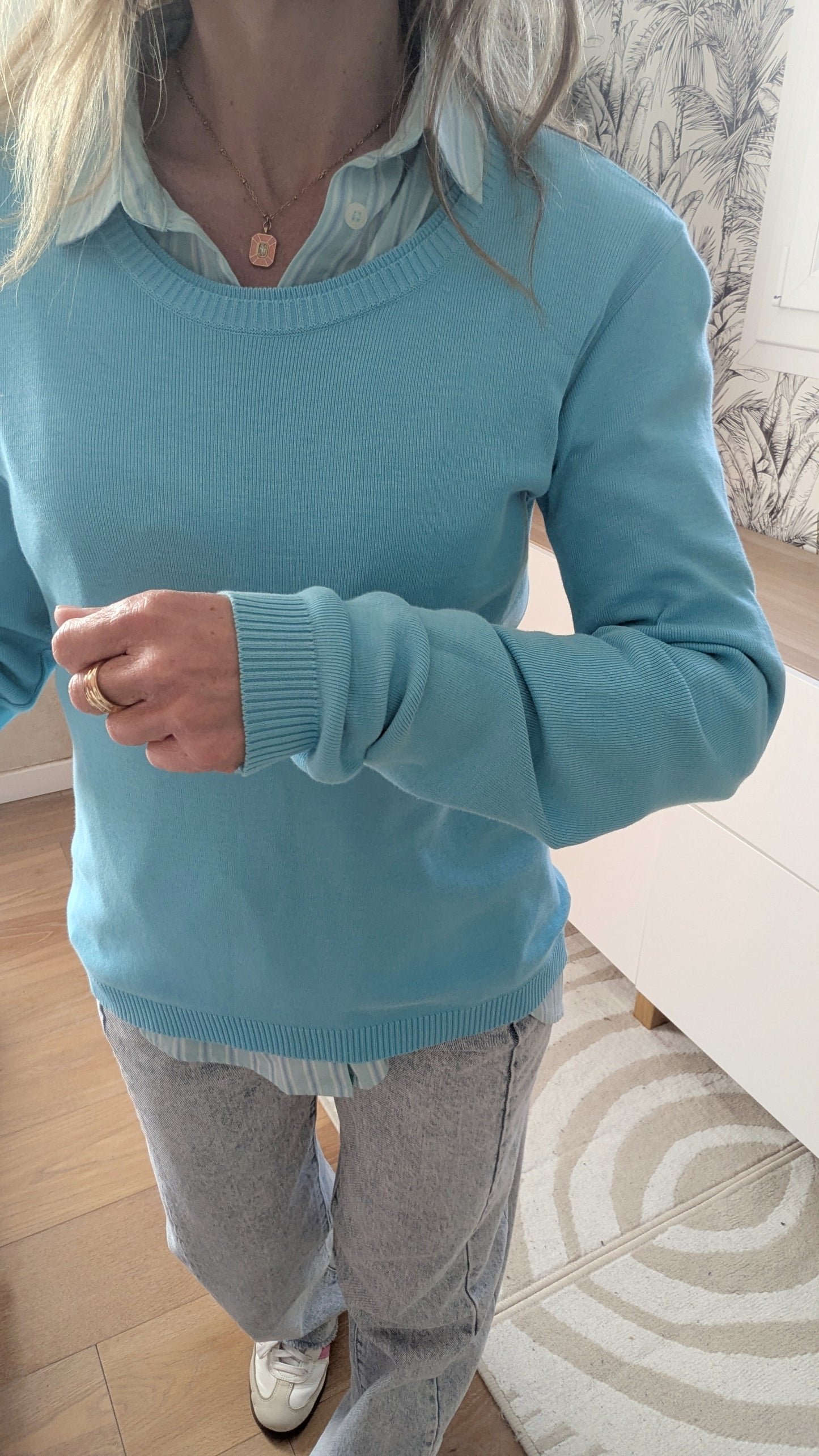 Pull souple turquoise - Benetton - 34/36