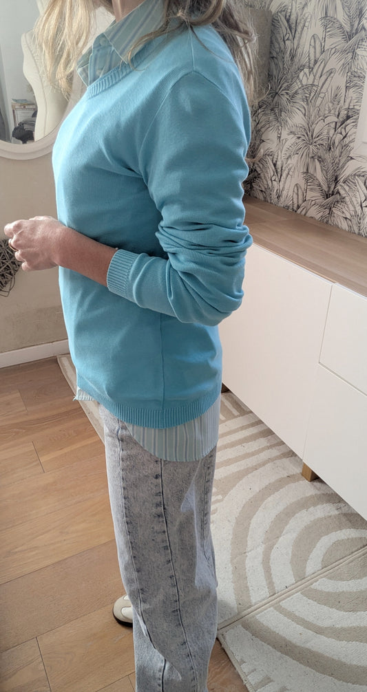 Pull souple turquoise - Benetton - 34/36