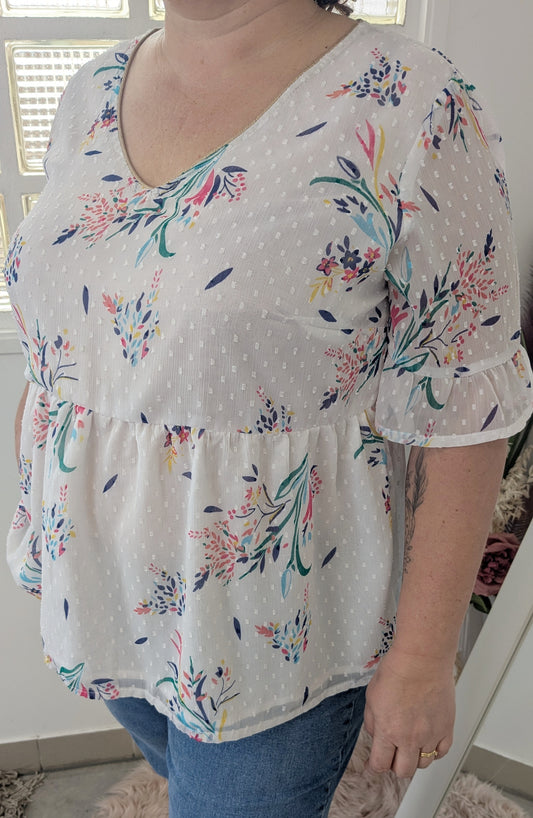 Blouse colorée fleurie - Made in Italy - 44/46