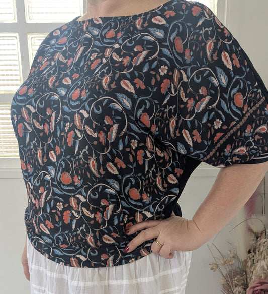 Blouse fleurie bi-matiere - Promod - 46